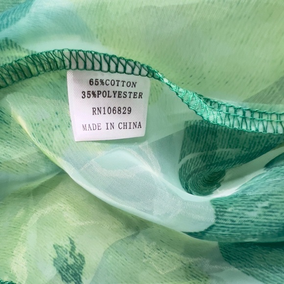 # A240 Nancy Cottagecore Green Floral Puff Sleeve Dress Tie Back Bow NWT S - Picture 8 of 10